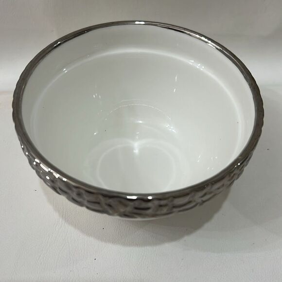 Royal Ridge Made In PRC Set 3 Rice Bowls 3 1/2 In Round 2 1/2 In Tall Silver Rim - Picture 3 of 11